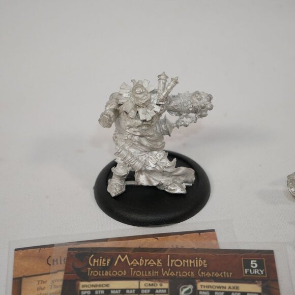 Warmachine/Hordes Trollblood Chief Madrak Ironhide Miniature With Cards - Picture 2 of 4